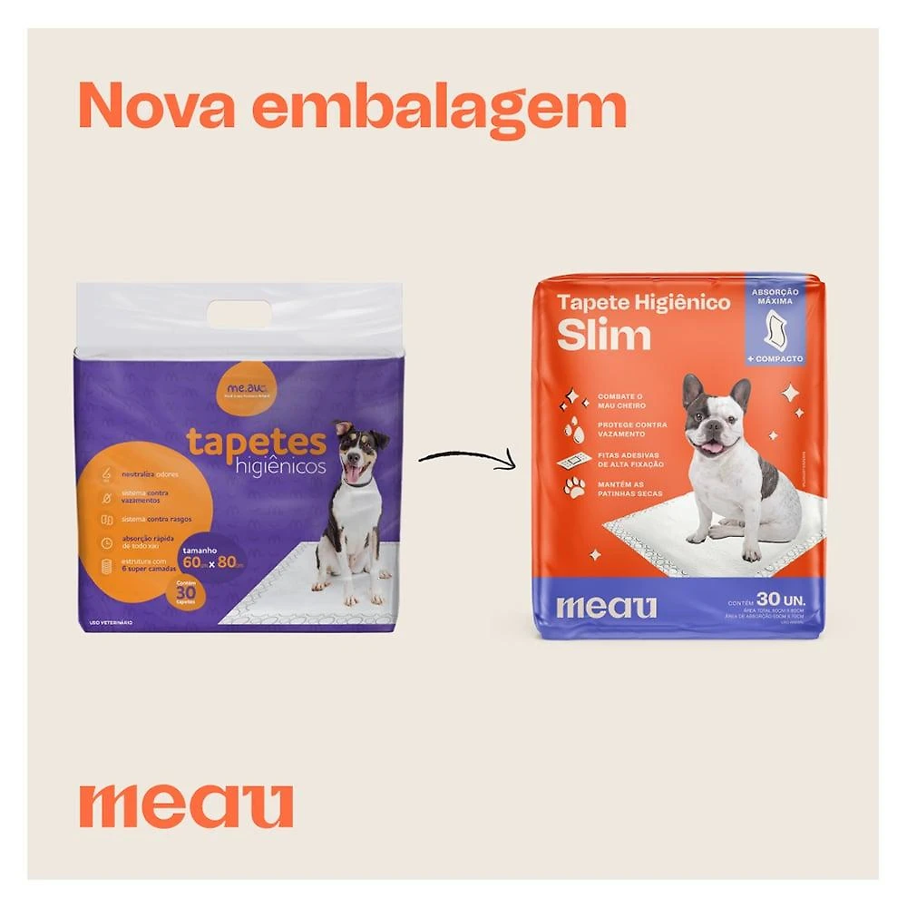 Tapete Higiênico Meau Slim para Cães - 90 Unidades (3 Pacotes)