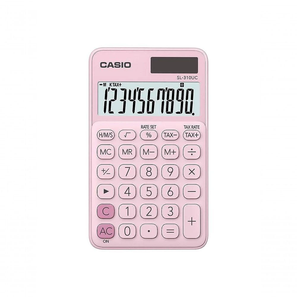 Calculadora de Bolso Casio SL-310UC-PK com 10 Dígitos em Formato Portátil para Estudos Rosa