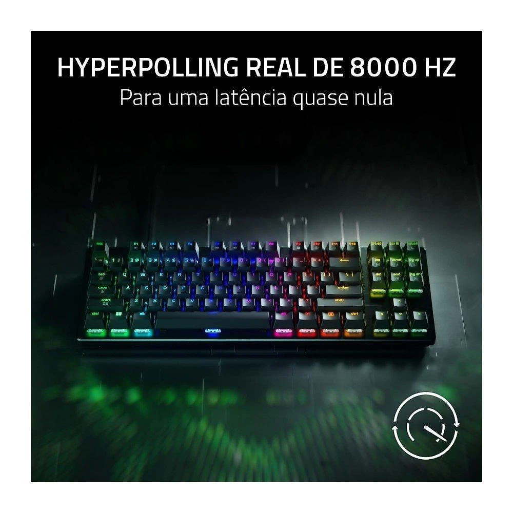 Teclado Magnético Gamer Razer Huntsman V3 HE TKL, 8KHz, Rapid Trigger, USB-C, RGB, Preto - RZ03-05920200
