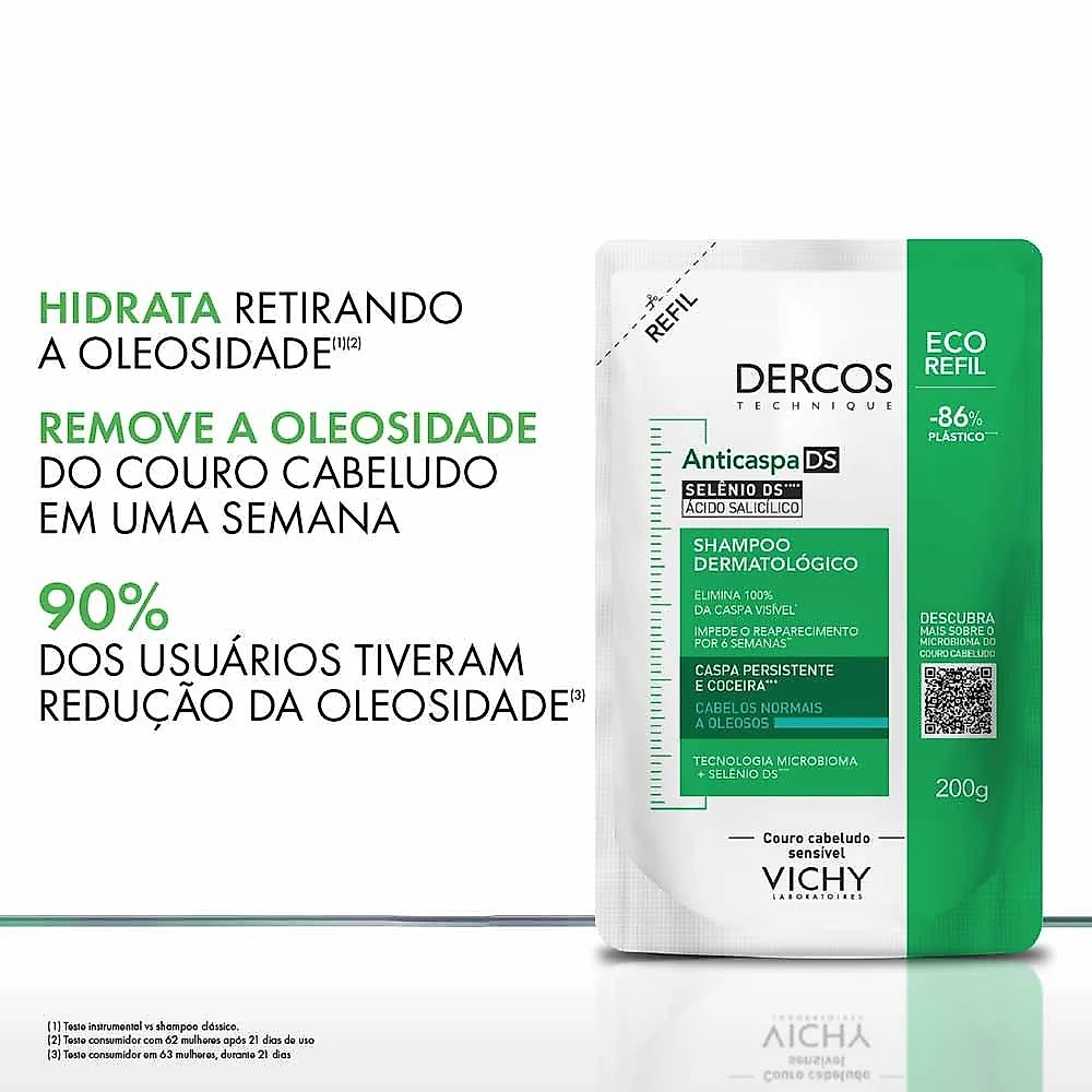 Vichy dercos shampoo anticaspa ds - cabelos normais a oleosos refil 200g