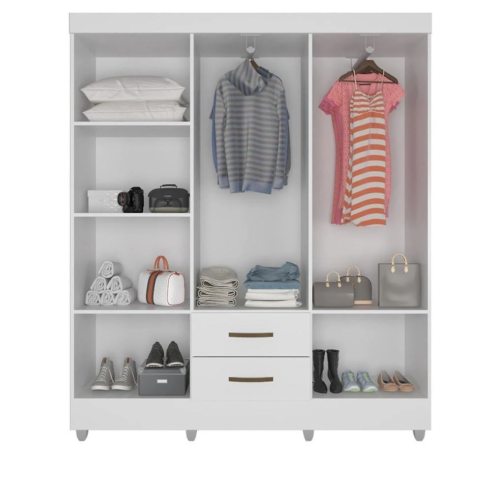 Miniatura Guarda-roupa Casal 6 Portas 2 Gavetas Lite Branco Brilho