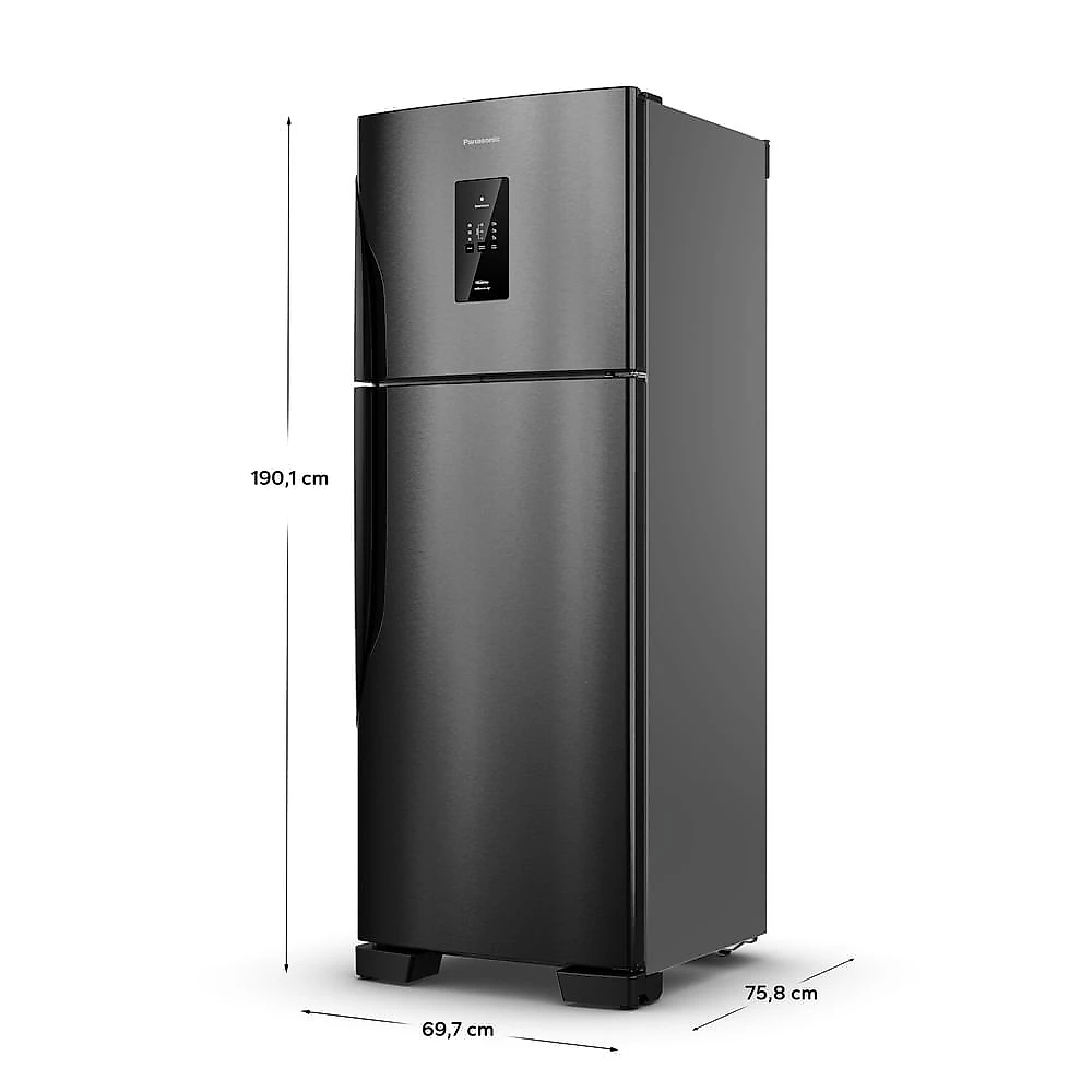 Geladeira Panasonic BT71 Black Inox Look Duplex Frost Free 494 L Inverter A NR-BT71PV4BA