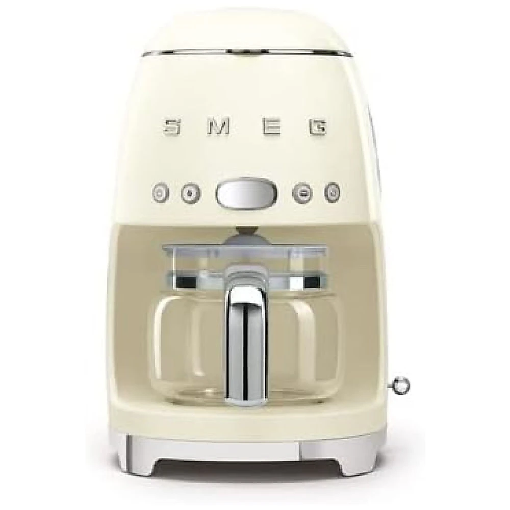 Cafeteira Retrô Smeg 50s com Jarra de Vidro Extra na Cor Creme