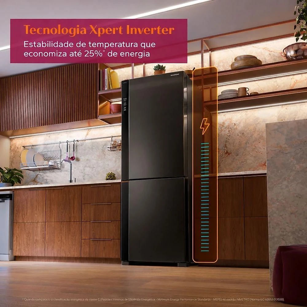 Geladeira Brastemp BRE66AE Frost Free Inverse 500 Litros Duplex Preta Inox Bivolt