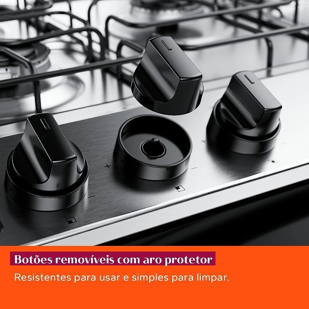 Fogão de piso 5 bocas glp brastemp bfs5ndb mesa inox branco bivolt