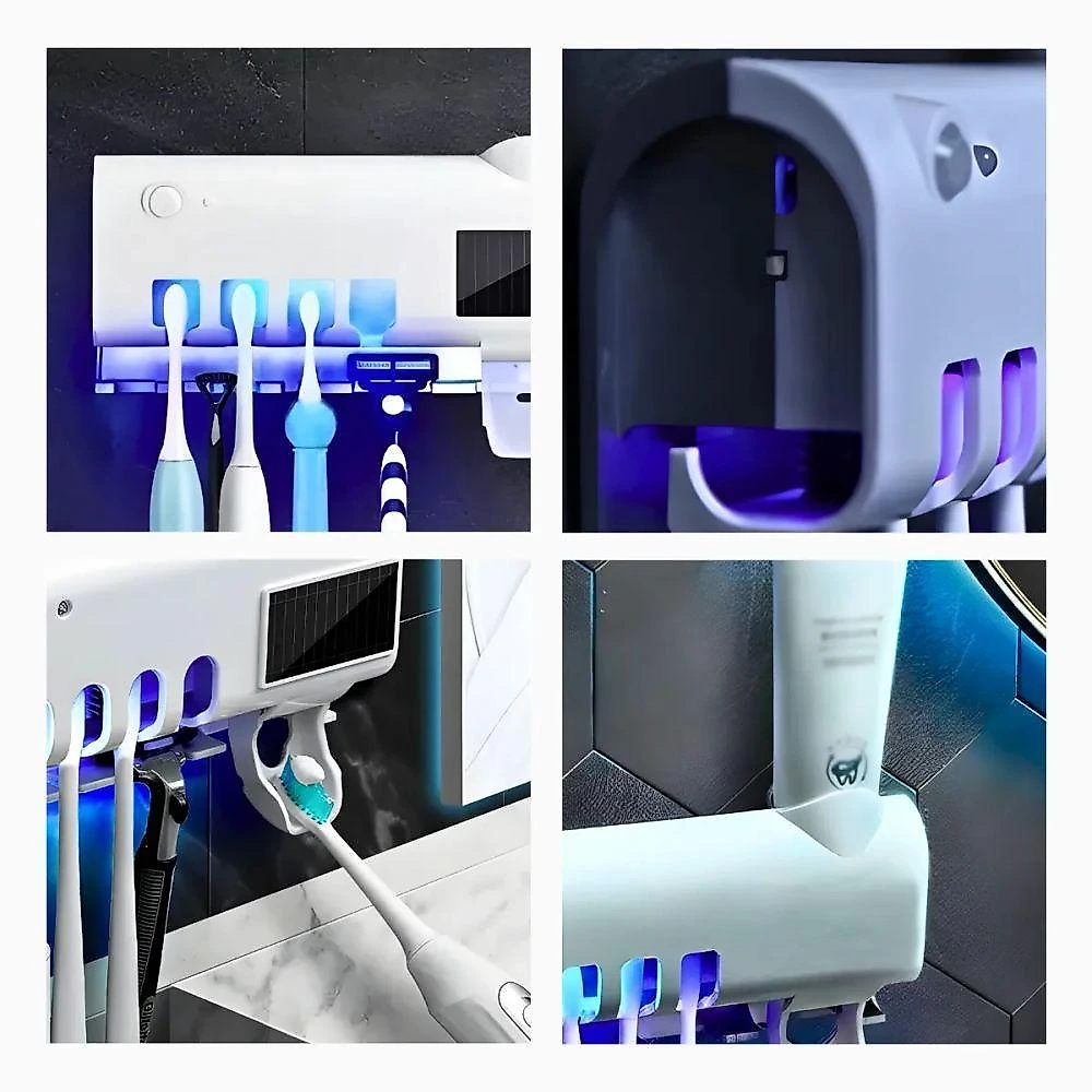 Suporte para Escova de Dentes Utimix com Esterilizador UV e Dispenser Automático 5V
