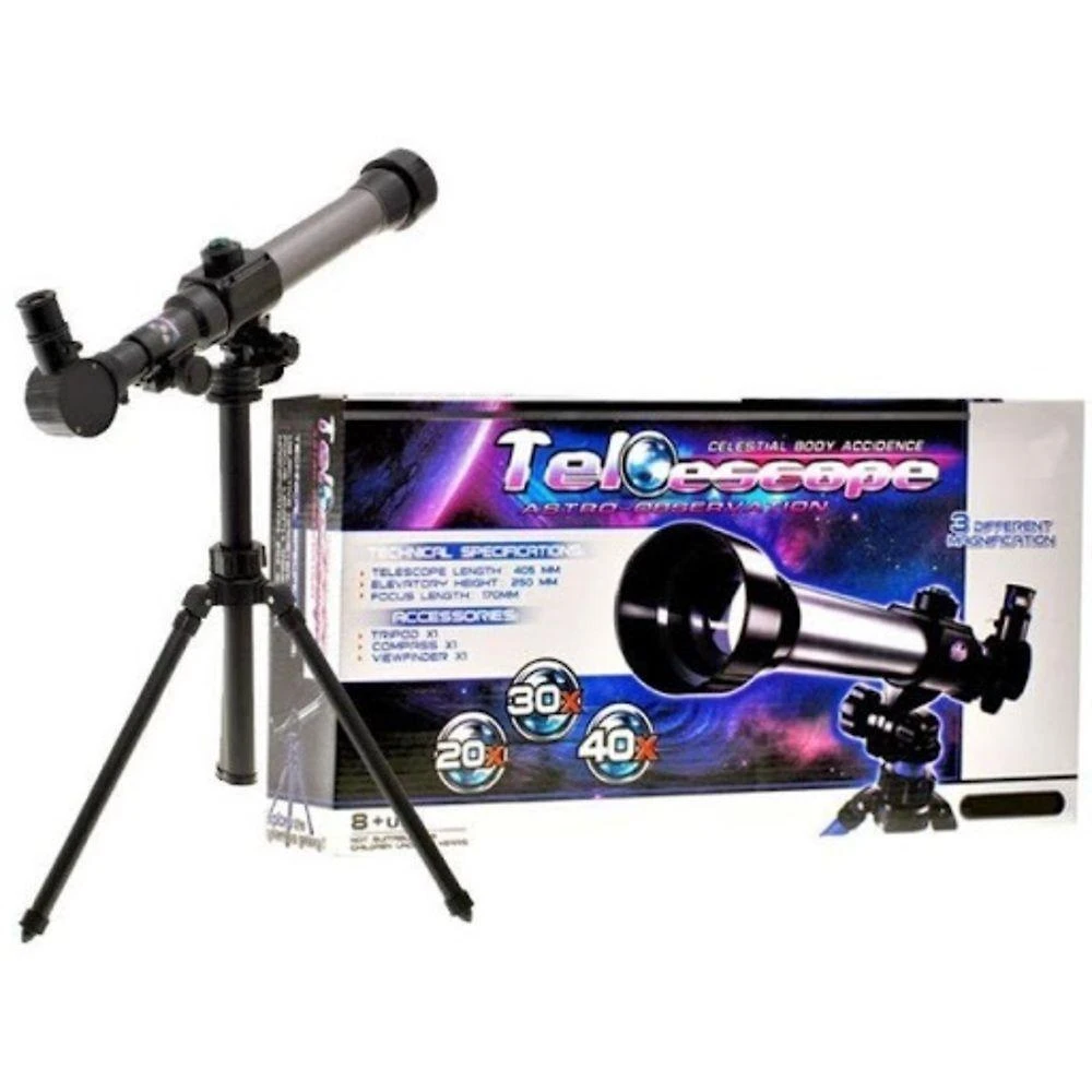 Telescópio Astro Terrestre Kit 3 Lentes Tripe Luneta Escola