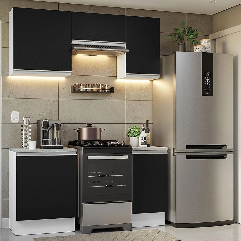 Armário de cozinha compacta 160cm branco/preto glamy madesa 07