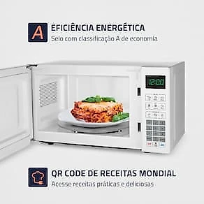 Micro-ondas Mondial MO-01-21-W com Função Tira Odor e Manter Aquecido Branco - 21L 110V