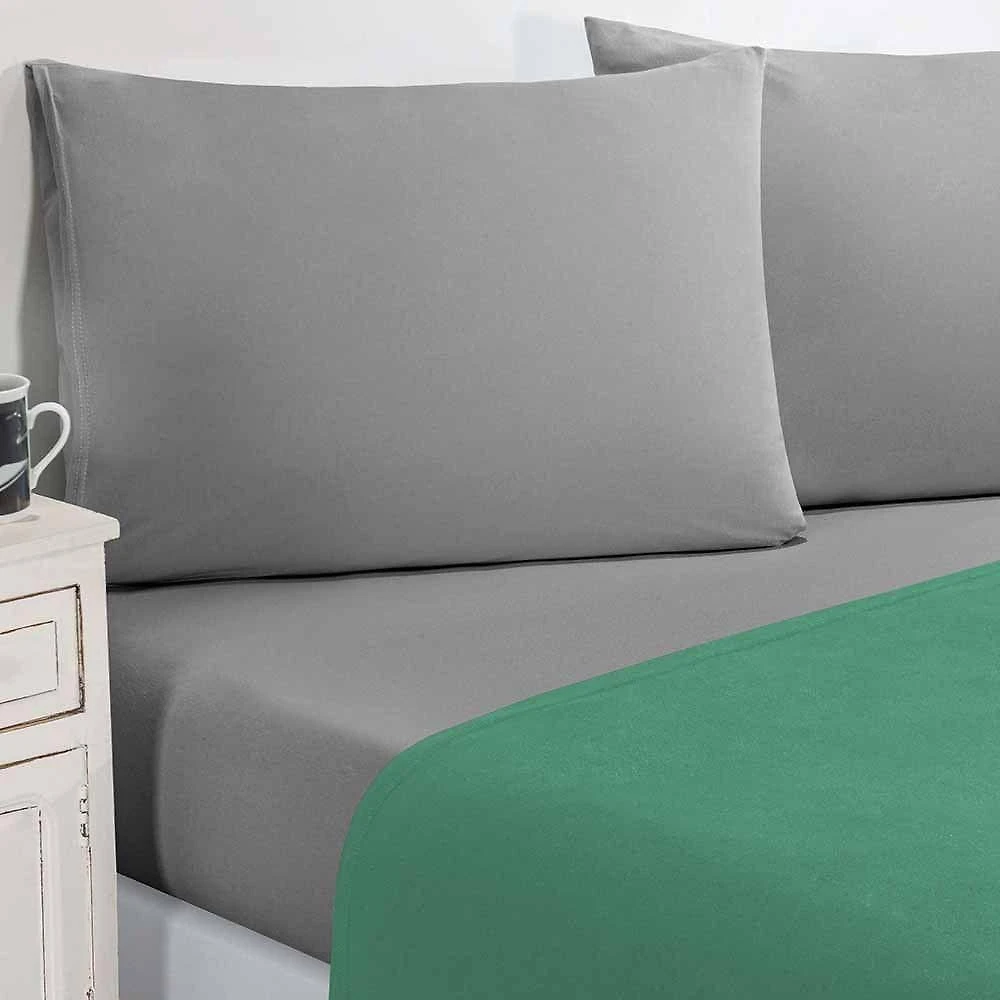 Jogo De Cama Malha Lençol 100% Algodão Gran Moratta 4 Peças Queen Verde Jade-cinza