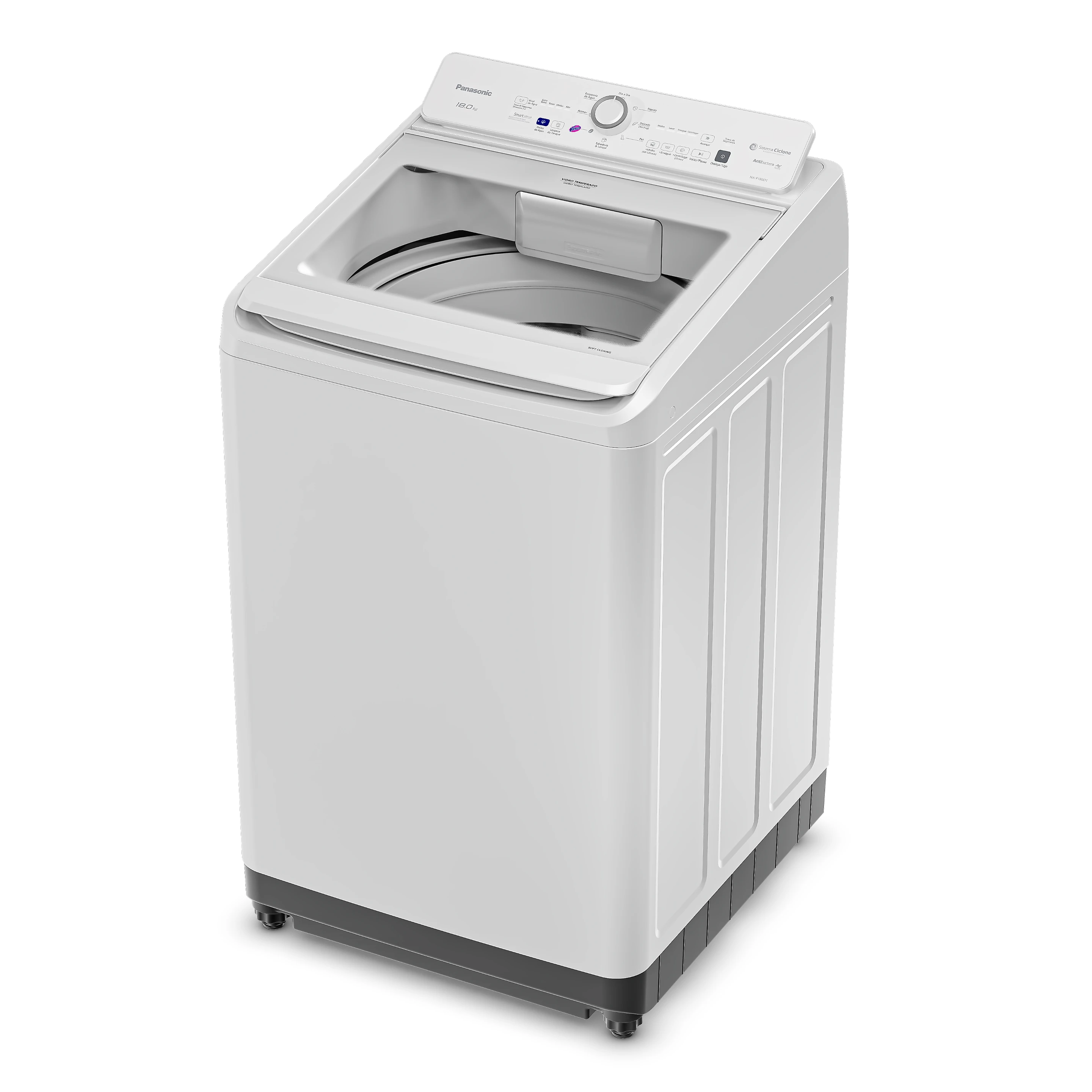 Miniatura Máquina de Lavar Intuitive+ Panasonic Lavagem Eficiente Sistema Ciclone 18 kg Branca - NA-F180D1WA 127v