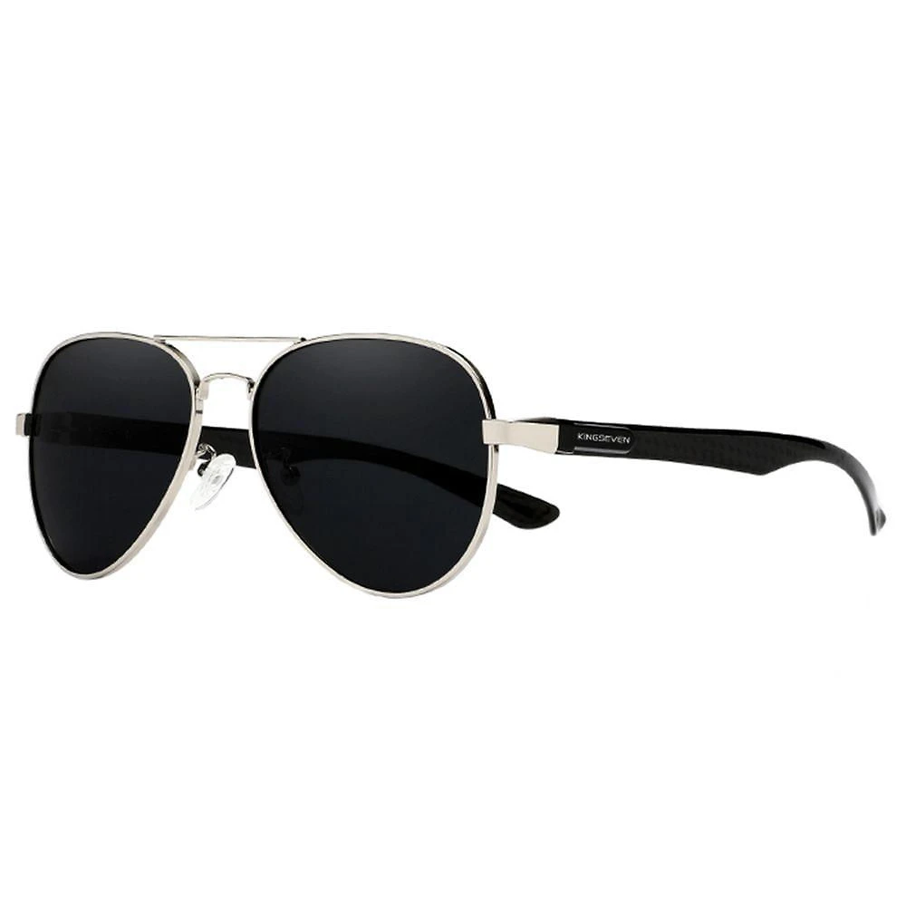 Óculos De Sol Para Homem Clássico Uv400 Proteção Polarização Estilo Piloto Preto Cinza