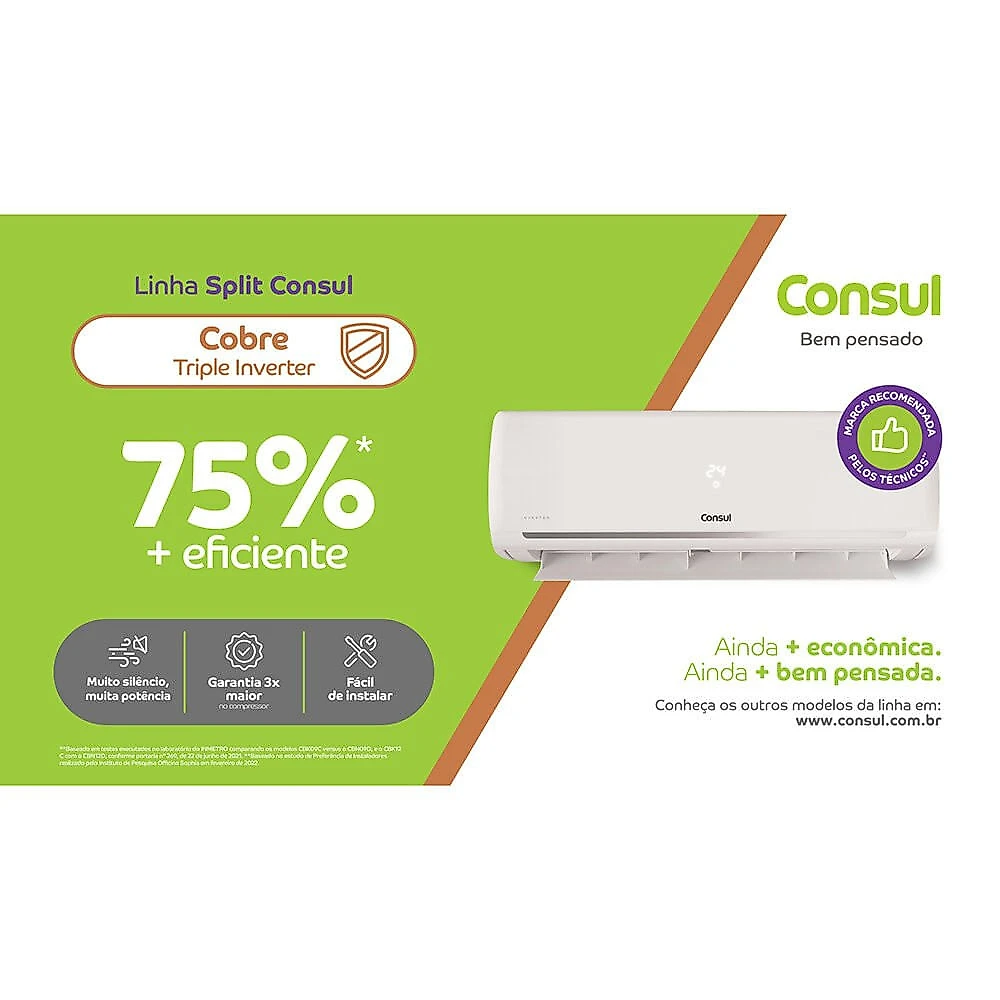 Ar-Condicionado Split CBR09CB Inverter Reverso 9000 BTUS Consul Branco - 220V