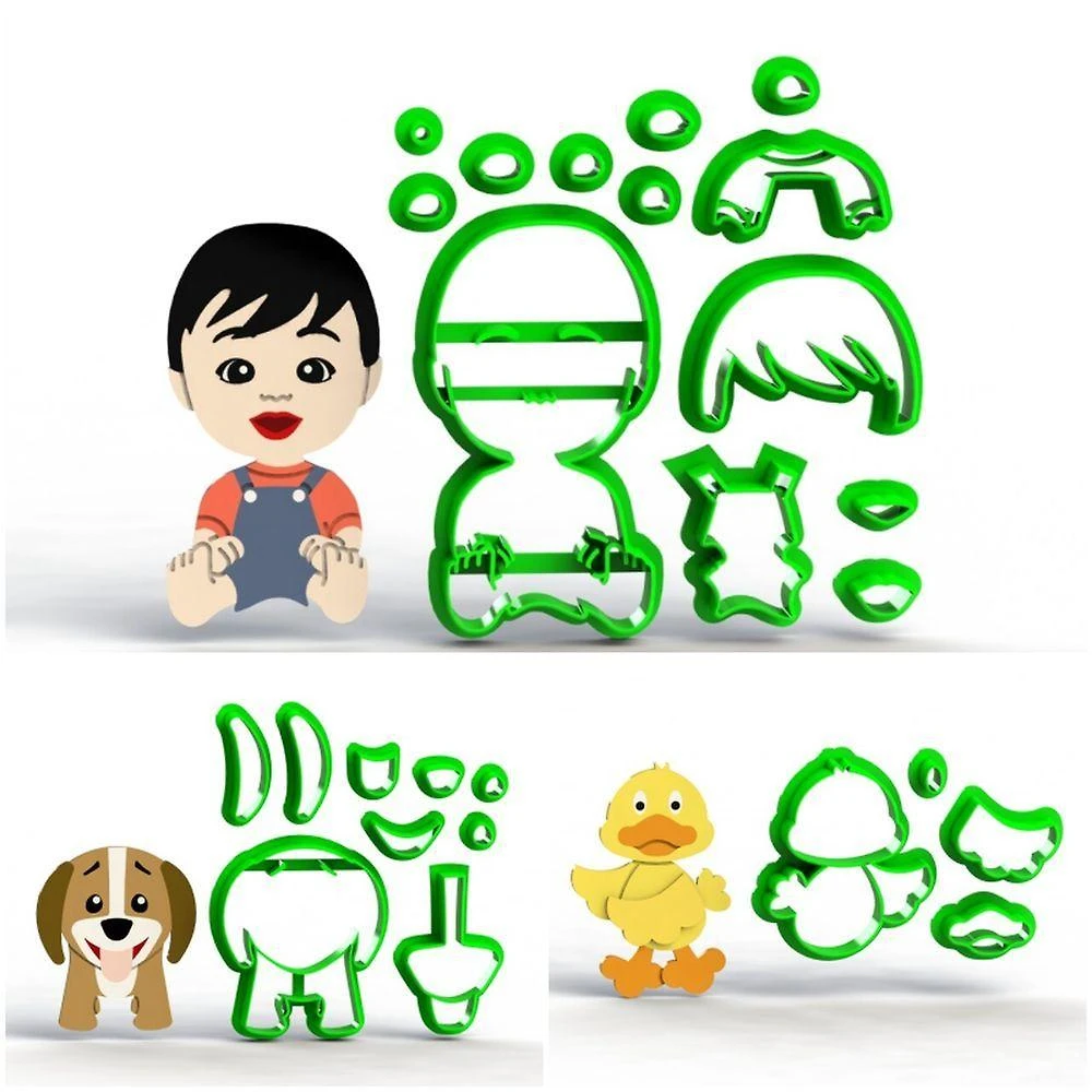 Cortador Kit Bento e Totó 3 Modelos Modulares Plástico PLA 6CM e 5CM Kit HB Formas e Cortadores