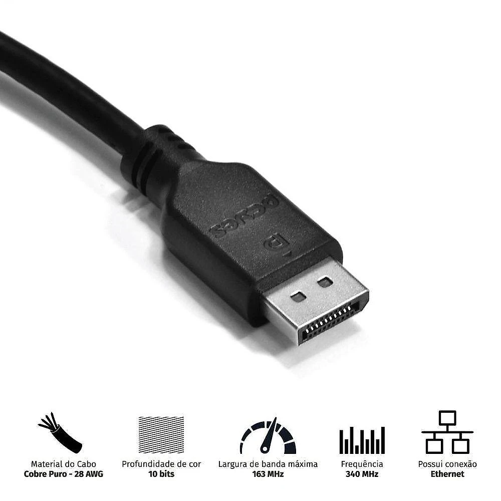 Cabo Displayport Macho 2 Metros - Pdpm-2