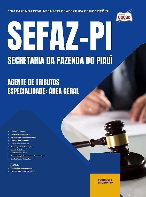 Miniatura Apostila Sefaz Pi 2025 Agente Tributos Especialidade: Área