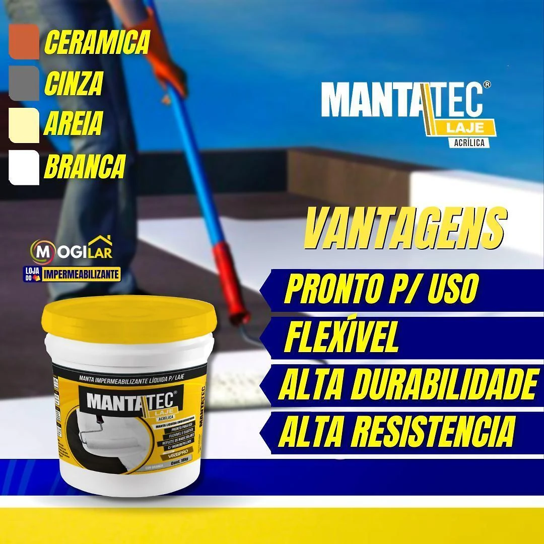 Manta Líquida Emborrachada 12Kg Impermeável Mantatec Laje