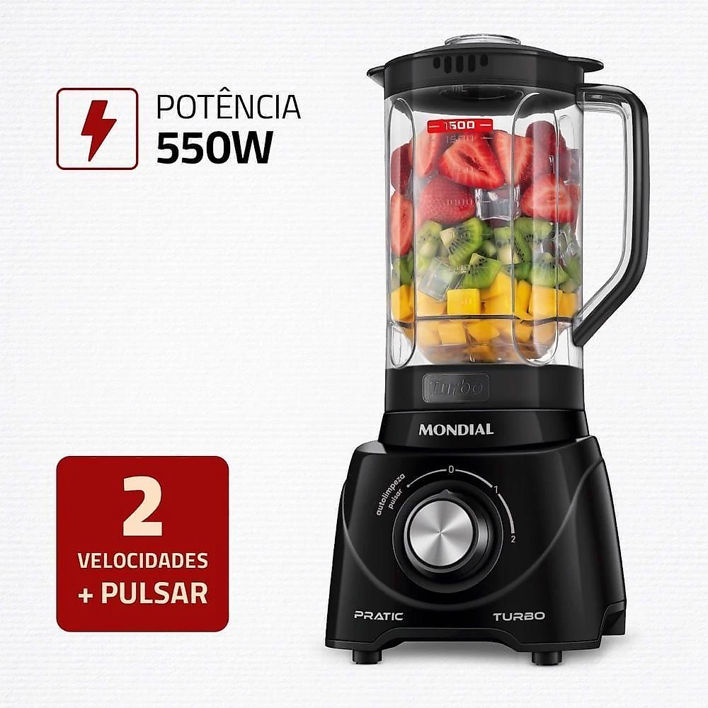 Liquidificador Pratic Turbo Mondial L-98-B 127V 60hz