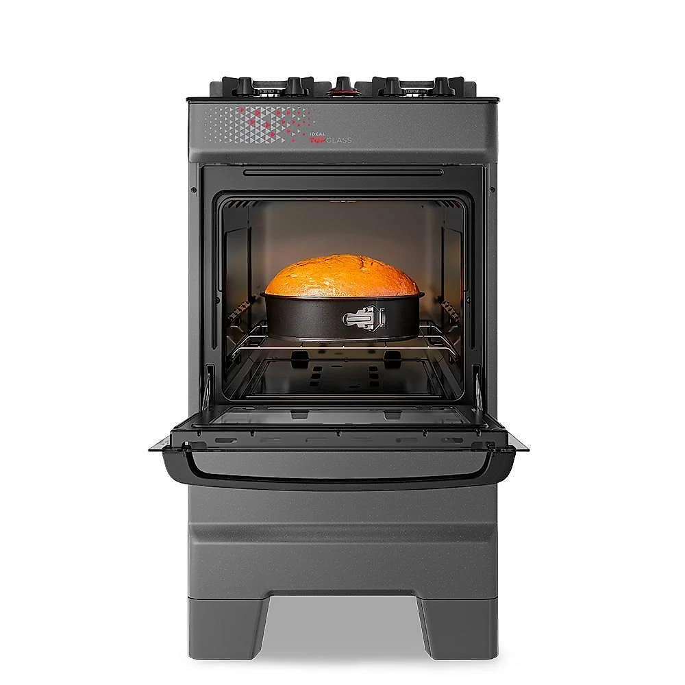 Fogão A Gás Mesa De Vidro Forno 50L Esmaltec Ideal Top Glass Titanium 4 Bocas Bivolt
