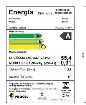 Micro-ondas Philco PMO38E 1400W com Função Manter Aquecido e Tirar Odor – Branco Espelhado 110V