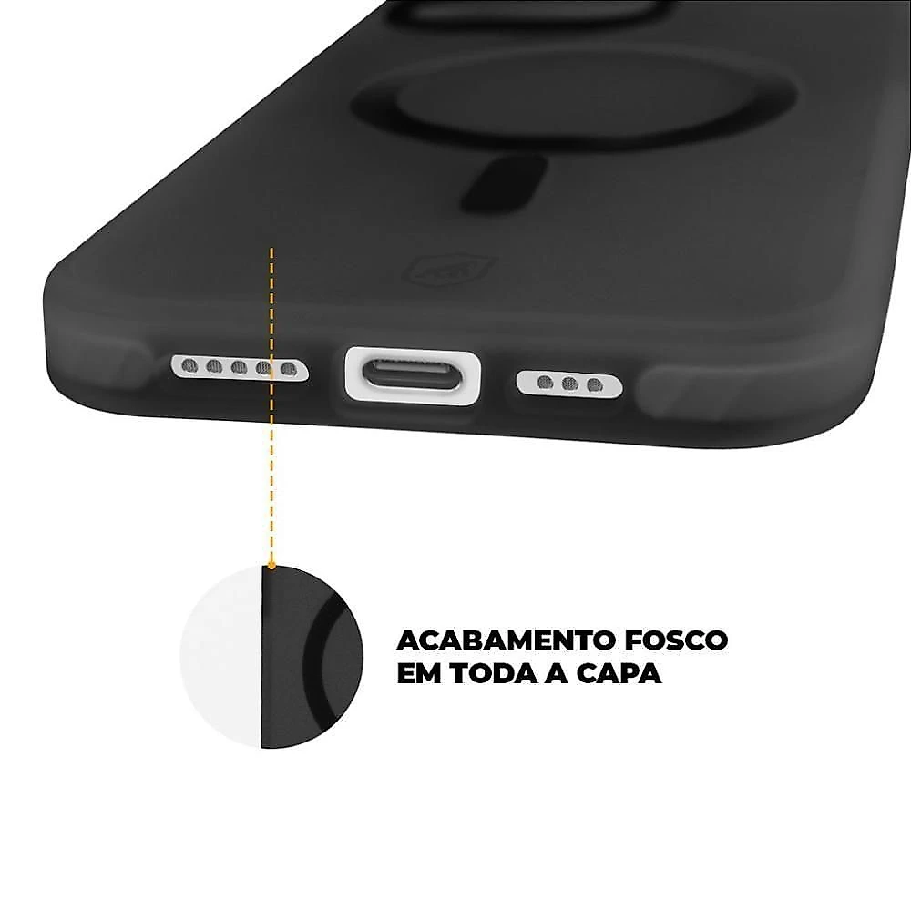 Kit Capa Magsafe Pro Preta E Pelicula Coverage Para Iphone 15 - Gshield
