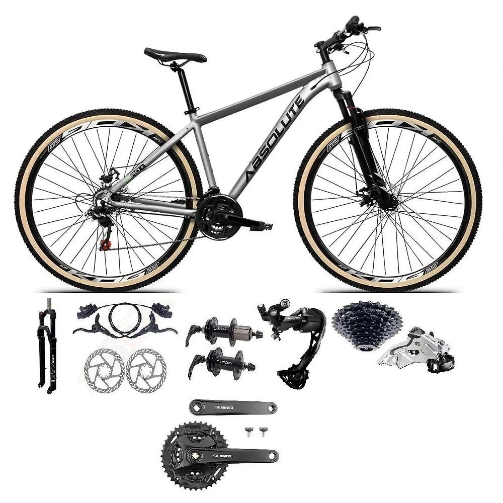 Bicicleta Aro 29 Absolute Nero 5 Câmbios Shimano Alívio/altus 27v Freio A Oléo Garfo Trava Pneu C/faixa -cinza Tam.17