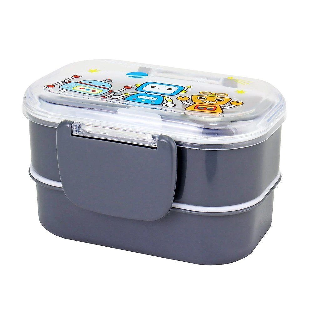 Pote Para Lanche De 2 Andares Amiguinhos 400 Ml - Jacki Design Robo Preto