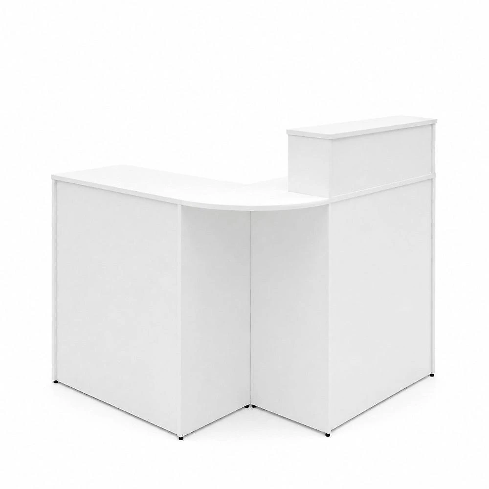 Balcão Caixa em L Atendimento e Recepção 82x40 Comercial MDP com Gaveta e Fechadura Netmobil Branco