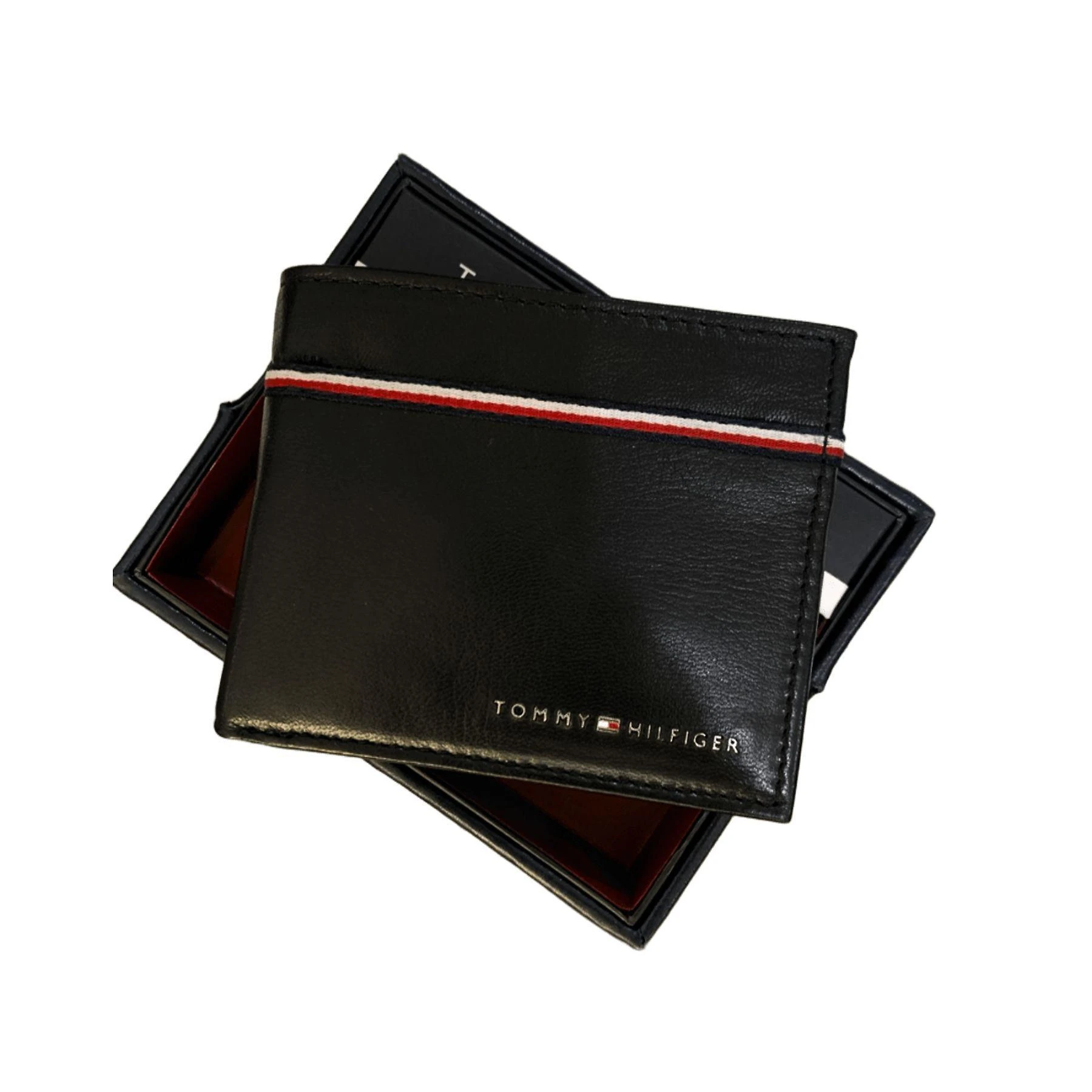 Miniatura Carteira Tommy Hilfiger Masculina Preta Billfold Com Detalhe