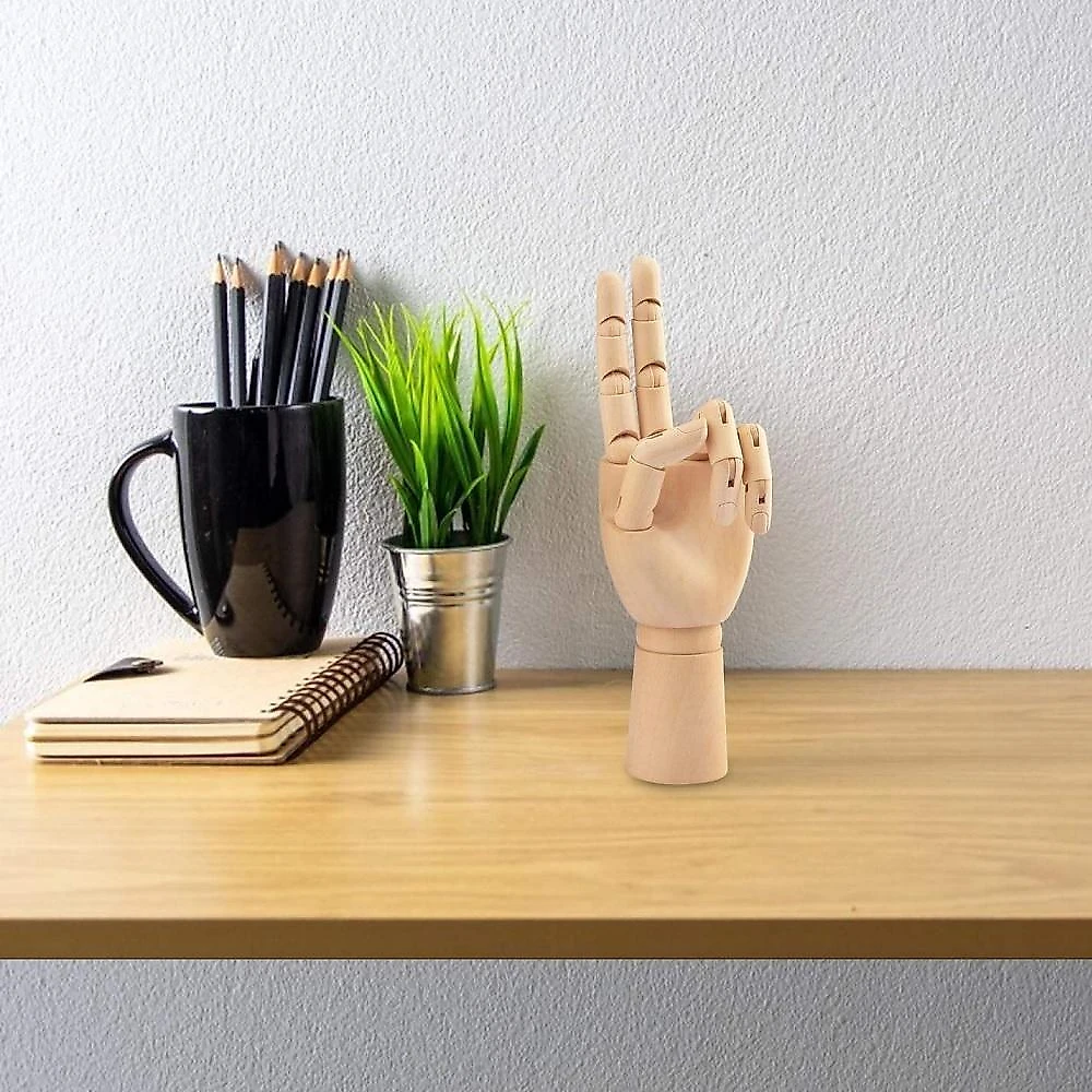 Mão Manequim Articulada Madeira Grande 30cm para Desenho Artístico e Estudos Marrom