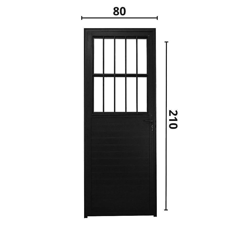 Porta Social Lambril Alumínio Preto 2.10 X 80 Lado Esquerdo – Hale