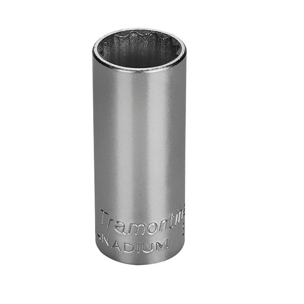 Soquete Estriado Longo Aço Cromo Vanádio 19mm - Encaixe 3/8 Tramontina Pro Tramontina