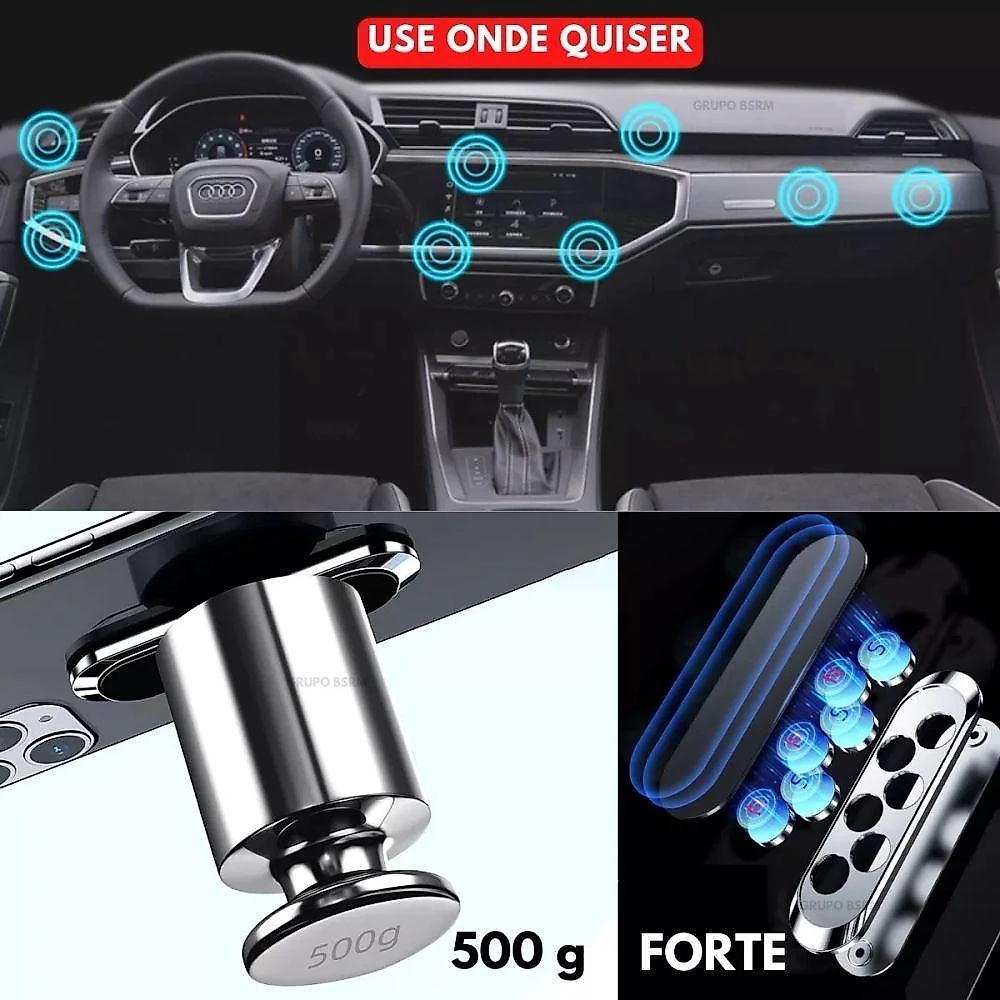Suporte Magnético Veicular para Celular Peining Universal Rotação 360 graus  Liga de Zinco 01 Unidade