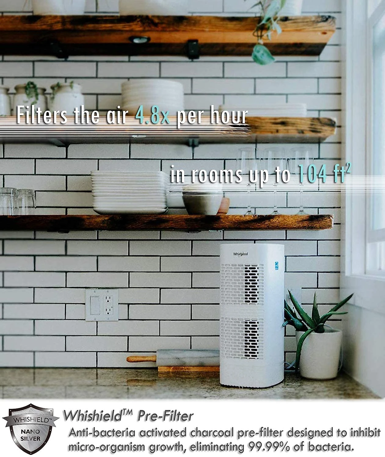 Whirlpool Esterilizador de Ar WPT60P Filtro H13 True HEPA VírusBactérias Branco 110V