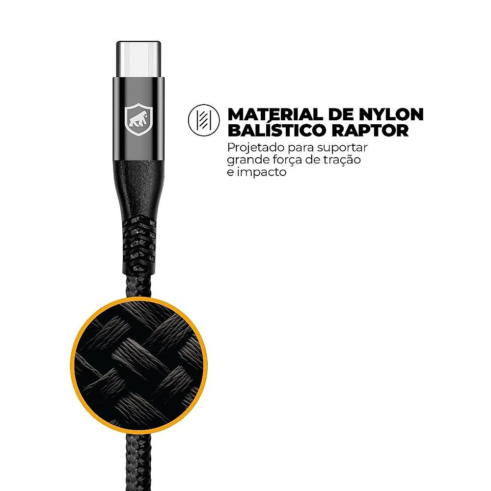 Carregador Turbo Duplo Tipo C + 2UN Cabo Raptor Tipo C / Type C - Gshield