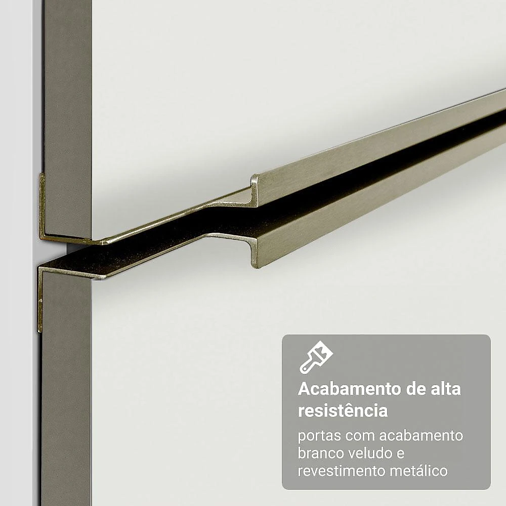 Armário de Cozinha Compacta 180 x 60 cm Branco Lux Madesa 05 Branco/Branco Veludo