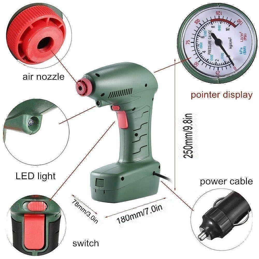 Compressor de Ar Portátil Automotivo 12V para Pneus de Veículos Bomba Multiuso de Viagem
