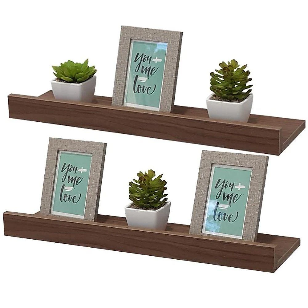Prateleira Kit 2 Porta Quadros 30X15CM MDP Suporte Invisível Moderno Sala Marrom Mercado webcontinental-7899983629147