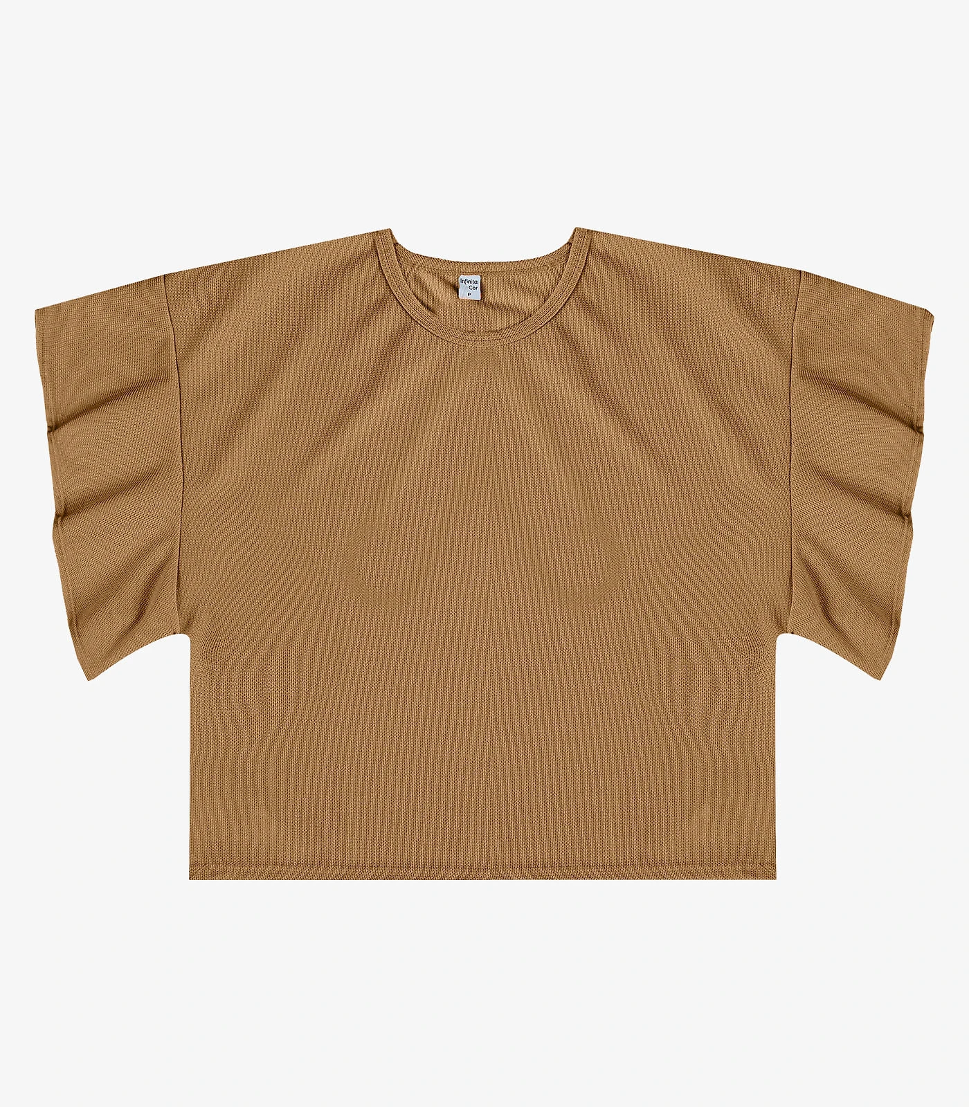 Blusa Feminina Com Manga Franzida Infinita Cor Marrom