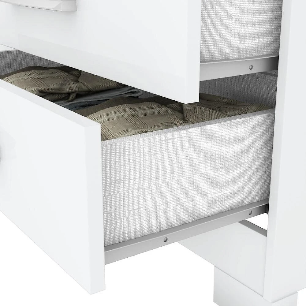 Guarda Roupa Solteiro 3 Portas 2 Gavetas Miami Henn Branco/Branco/Rosa Chá