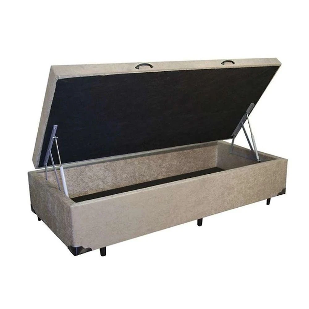 Cama Box Baú Solteiro 88x188 Bege Suede