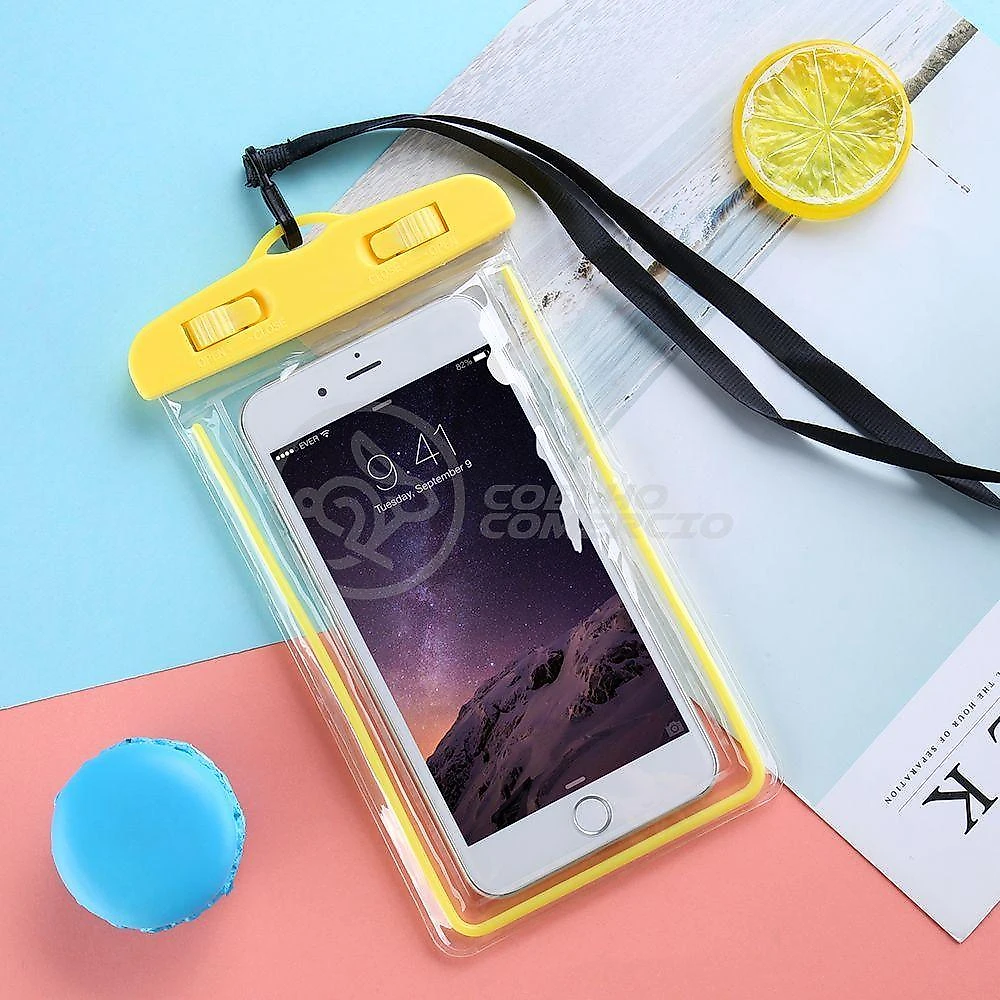 Capa Bolsa A Prova Dágua Impermeável P/ Celular Amarelo