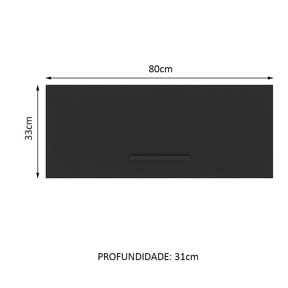 Armário de cozinha aéreo 80 cm 1 porta basculante branco/preto agata madesa
