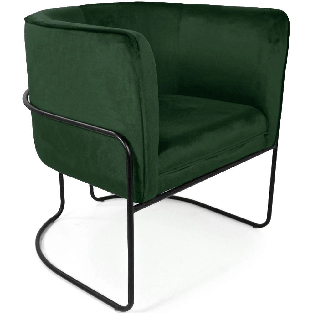 Poltrona Decorativa Betina Veludo Base em Aço Verde Nexta Casa