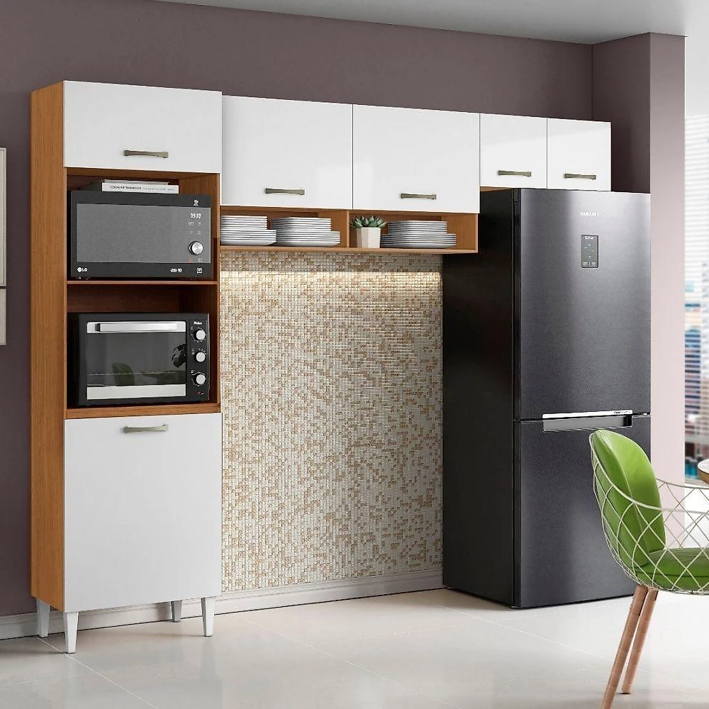 Cozinha Compacta 6 Portas 250 Cm Mdp Atenas Armoveis - Cinamomo Branco