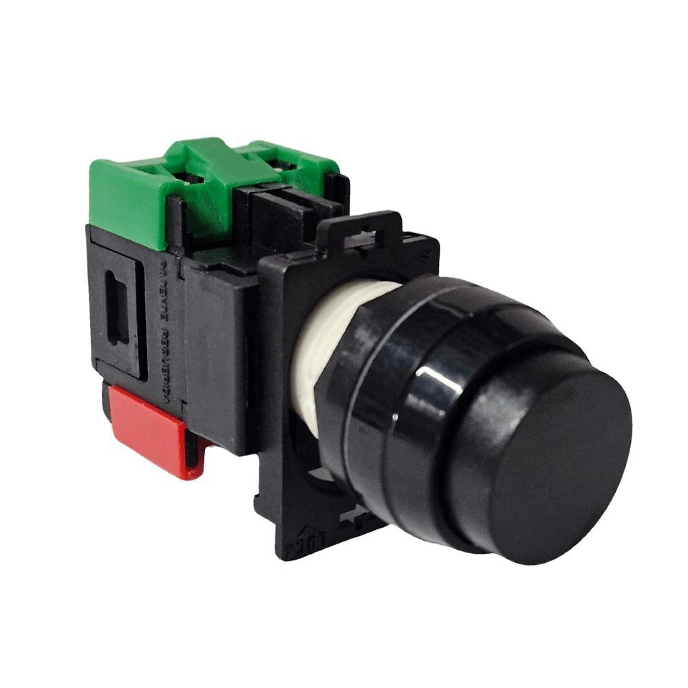 Botão com Pulsador T Saliente Eaton 2A703.11P 1NAF1NF para Painel Elétrico Bivolt Preto