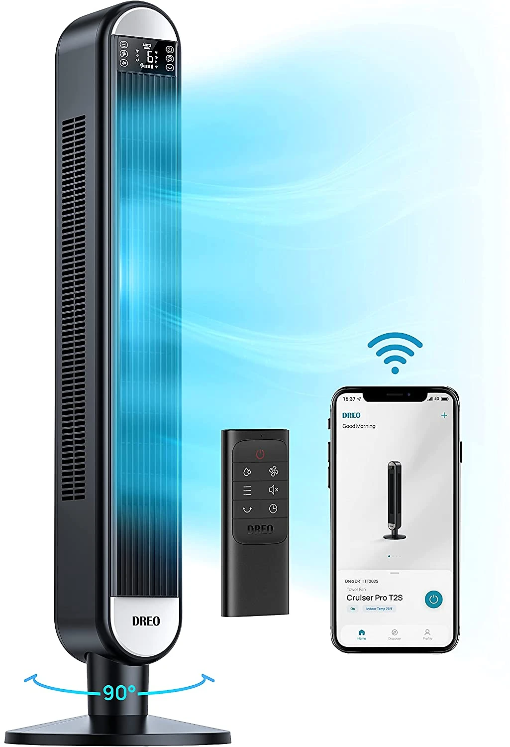 Dreo Ventilador de Torre Inteligente com WiFi controle de