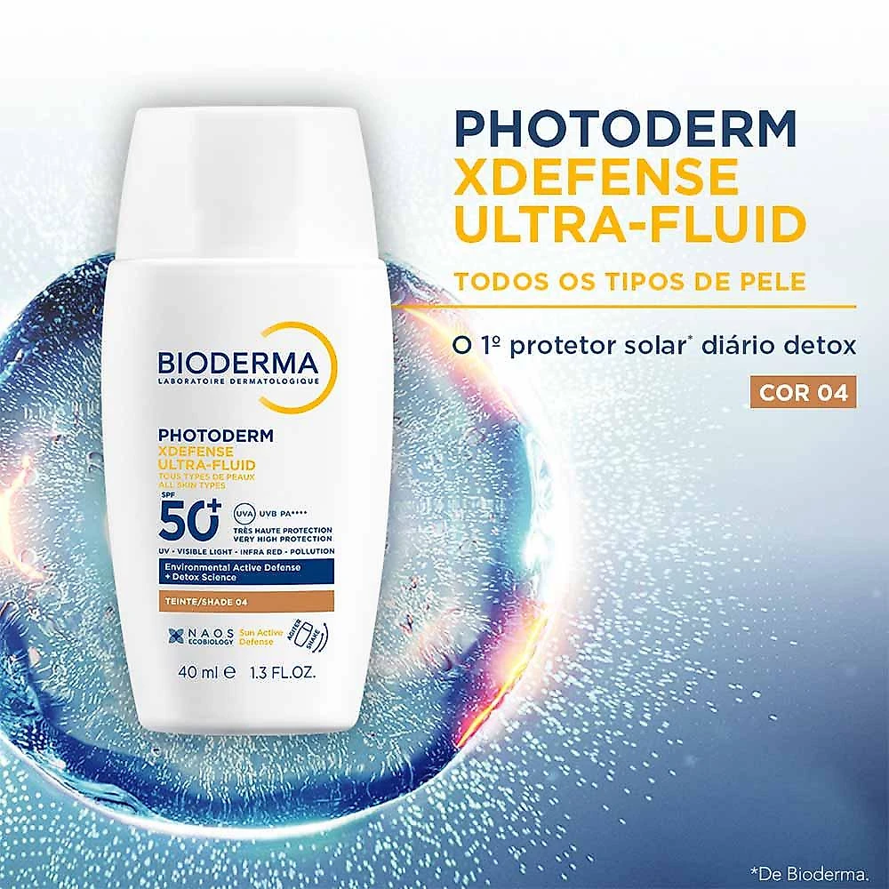 Protetor solar facial com cor bioderma photoderm xdefense ultra fluid fps50+ 40ml cor 04