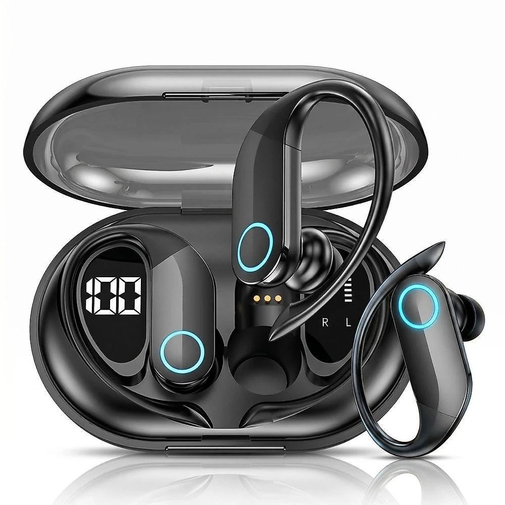 Fone de Ouvido Bluetooth Wireless MDM Arc com Gancho Auricular 4h e Proteção Água Preto