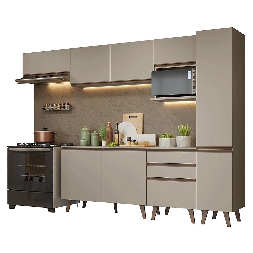 Armário de cozinha completa 300cm crema nice madesa 05